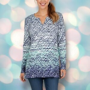 Chico’s Women’s Stretchy Abstract Patterned Long Sleeve Blouse Size 1 (M 8)